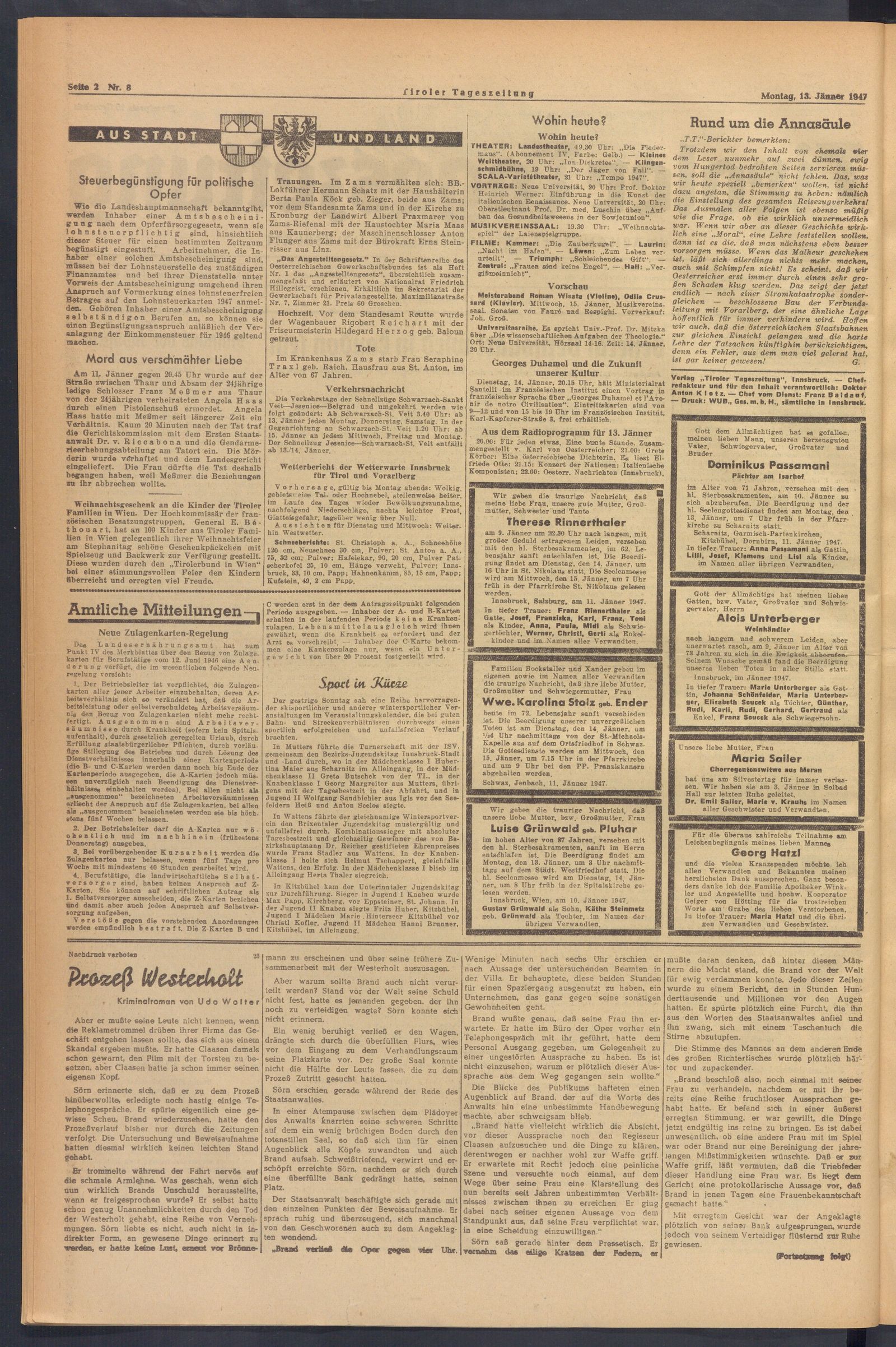 Historischer Zeitungsartikel über den Tirolerbund in Wien, Dokument 2